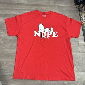 PEANUTS Licensed SNOOPY “Nope Not Today “ T Shirt Size XL Red